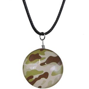 Green Brown Camo Murano Glass Cord Necklace